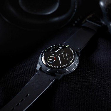 Ressence Type 5 BB automatic titanium black DLC watch black dial black leather strap 45 mm