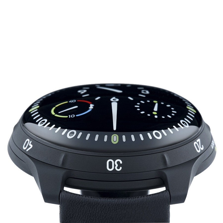 Ressence Type 5 BB automatic titanium black DLC watch black dial black leather strap 45 mm