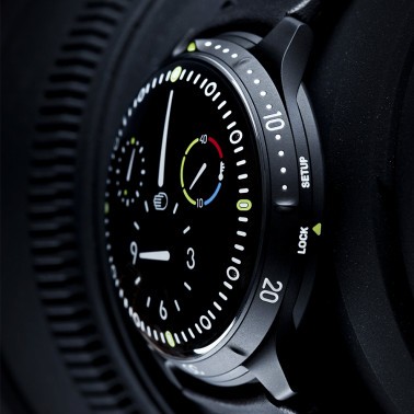 Ressence Type 5 BB automatic titanium black DLC watch black dial black leather strap 45 mm