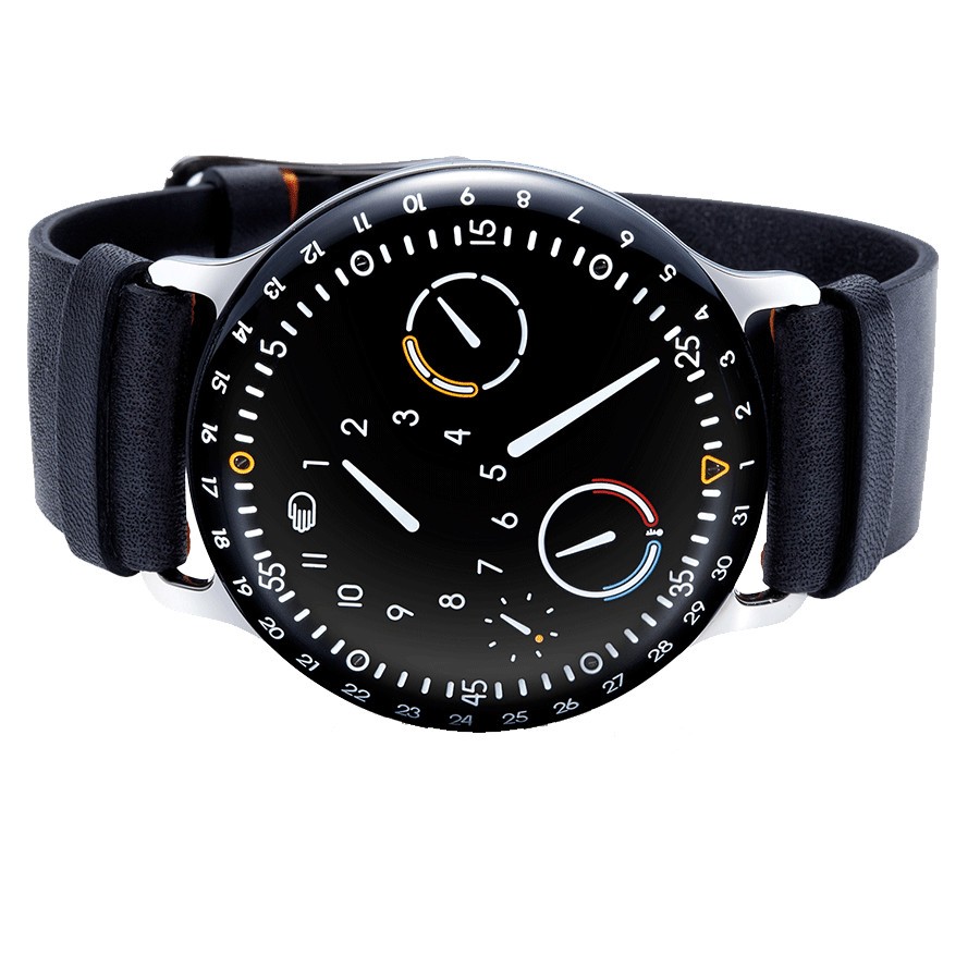 Ressence Type 3 B automatic titanium black dial black leather strap 44 mm