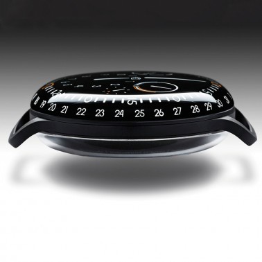 Ressence Type 3 BB automatic titanium black DLC watch black dial black leather strap 44 mm