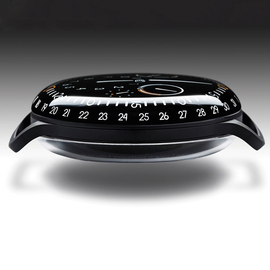 Ressence Type 3 BB automatic titanium black DLC watch black dial black leather strap 44 mm