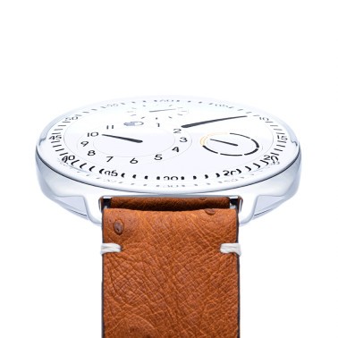 Ressence Type 1-2 W automatic watch white dial cognac leather strap 41 mm