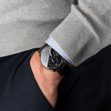 Montre Ressence Type 1 Slim B titane automatique cadran noir bracelet cuir noir 42 mm