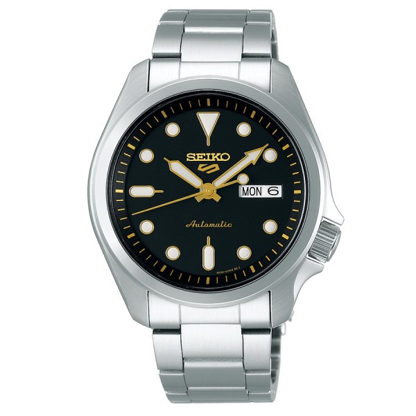 Montre Seiko 5 Sports automatique cadran noir gilt bracelet acier 40 mm