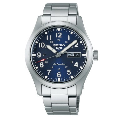 Montre Seiko 5 Military automatique cadran bleu bracelet acier 39,4 mm