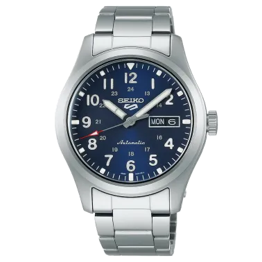 Montre Seiko 5 Military automatique cadran bleu bracelet acier 39,4 mm
