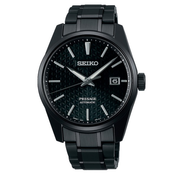 Montre Seiko Presage Sharp Edge automatique cadran noir bracelet acier PVD noir 39,3 mm