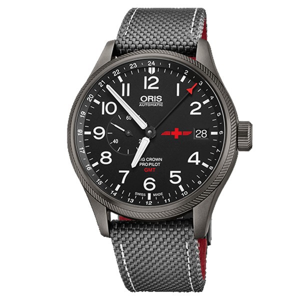 Montre ORIS Propilot GMT Rega Limited Edition automatique cadran noir bracelet textile noir 45 mm 01 748 7710 4284-Set