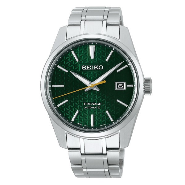 Montre Seiko Presage Sharp Edge automatique cadran vert bracelet acier 39,3 mm