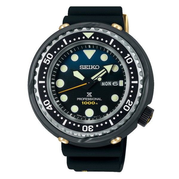 Montre Seiko Prospex Quartz Diver's Professional "Tuna" Edition Limitée 35ème anniversaire cadran bleu bracelet silicone noir 49