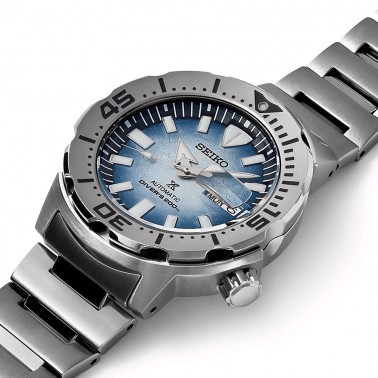 Montre Seiko Prospex Automatique Diver's "Monster" Save The Ocean cadran bleu bracelet acier 42,4 mm