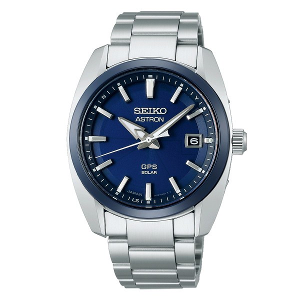 Montre Seiko Astron GPS Solaire 3X cadran bleu  bracelet acier 39 mm