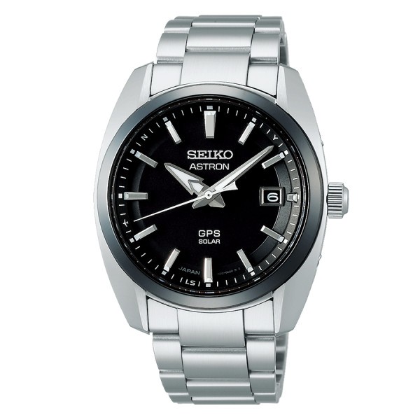 Montre Seiko Astron GPS Solaire 3X cadran noir bracelet acier 39 mm