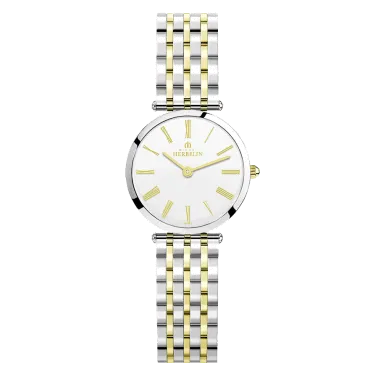 Montre Michel Herbelin Epsilon quartz cadran blanc bracelet acier 36 mm