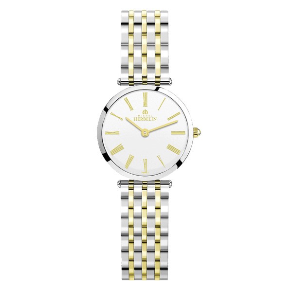 Montre Michel Herbelin Epsilon quartz cadran blanc bracelet acier 36 mm