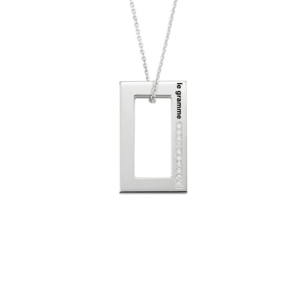 Médaille Le Gramme Rectangle 3,4g en argent 925 poli et diamants LG_CARPO01082_3.4