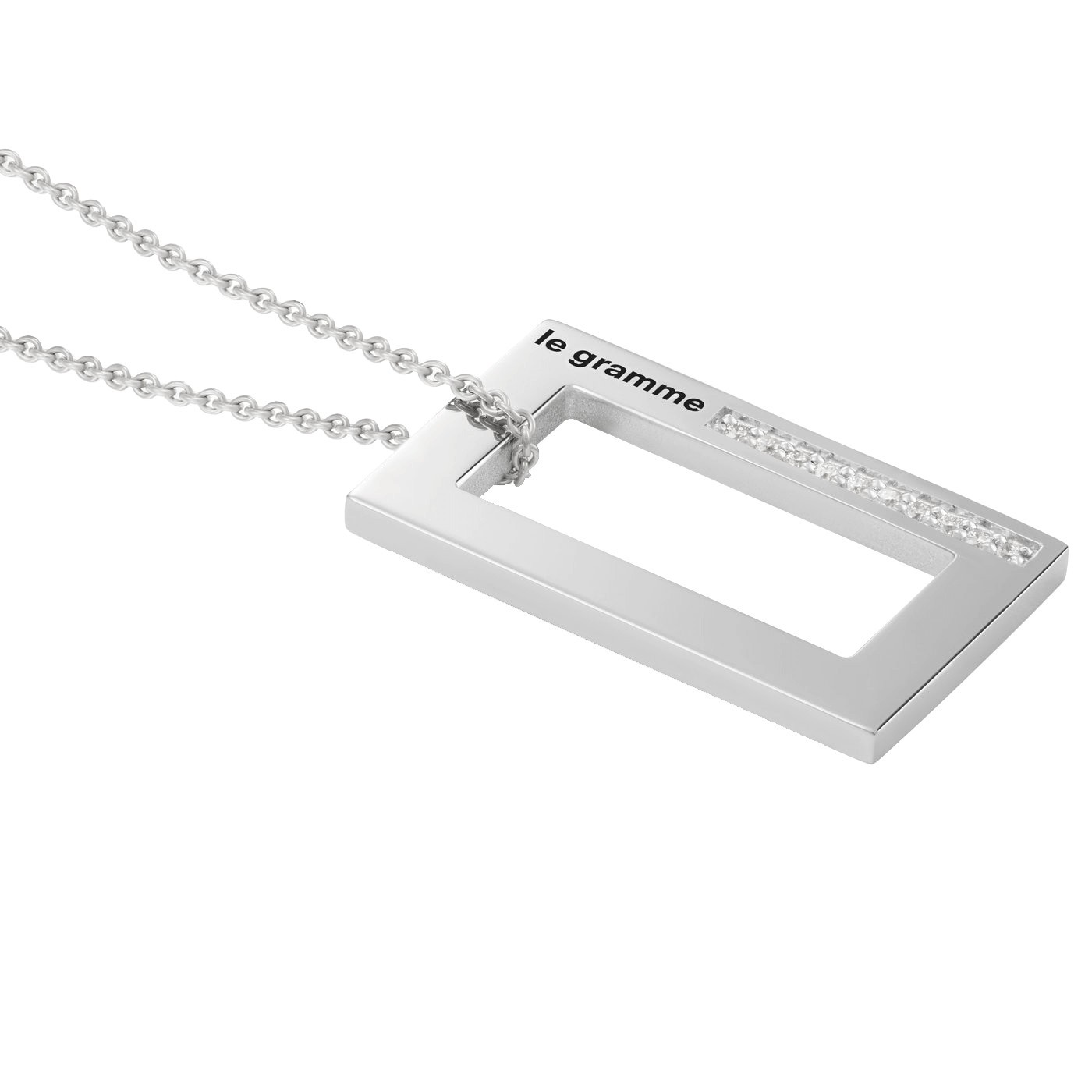 Médaille Le Gramme Rectangle 3,4g en argent 925 poli et diamants LG_CARPO01082_3.4