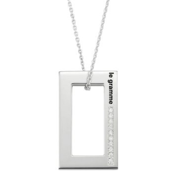 Médaille Le Gramme Rectangle 3,4g en argent 925 poli et diamants LG_CARPO01082_3.4