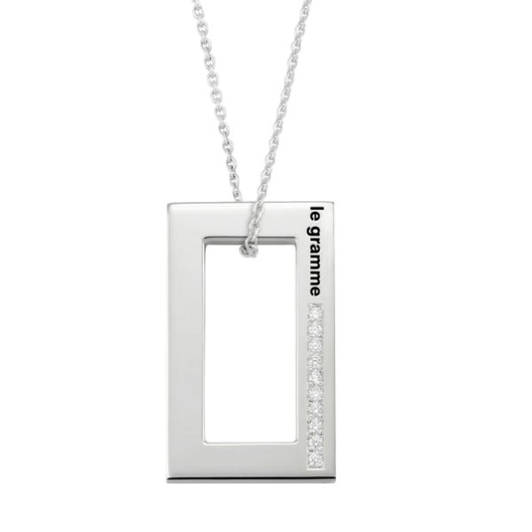 Médaille Le Gramme Rectangle 3,4g en argent 925 poli et diamants LG_CARPO01082_3.4