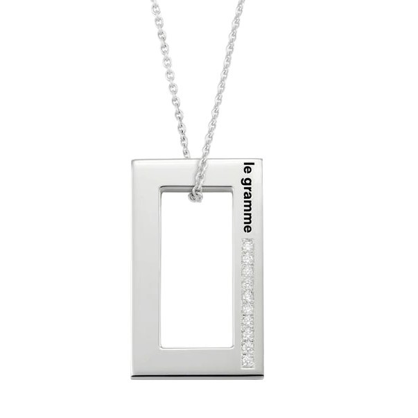 Médaille Le Gramme Rectangle 3,4g en argent 925 poli et diamants LG_CARPO01082_3.4