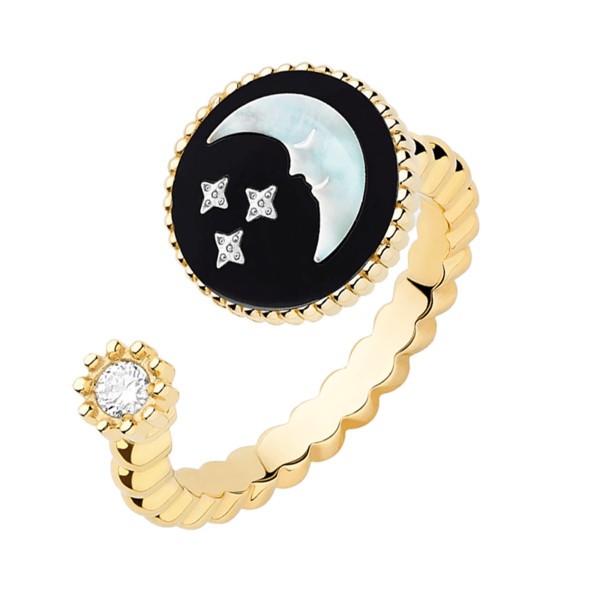 Bague Dior Rose Céleste en or jaune, diamant, onyx et nacre