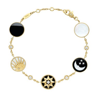 Bracelet réversible Dior Rose des Vents et Rose Céleste en or jaune, diamants, nacre et onyx JSAM95011_0000