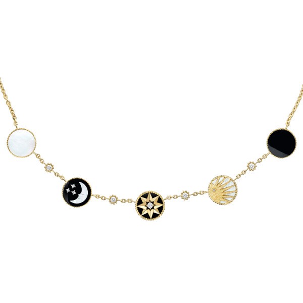 Collier réversible Dior Rose des Vents et Rose Céleste en or jaune, diamants, nacre et onyx JSAM95010_0000