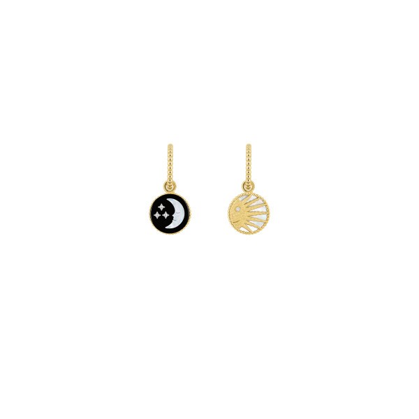 Boucles d'oreilles Dior Rose Céleste en or jaune, diamants, nacre et onyx