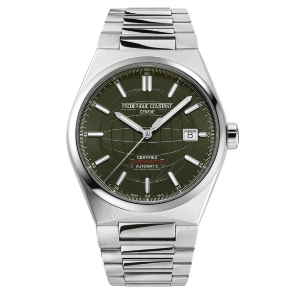 Montre Frédérique Constant Highlife automatique COSC cadran vert kaki bracelet acier 39 mm