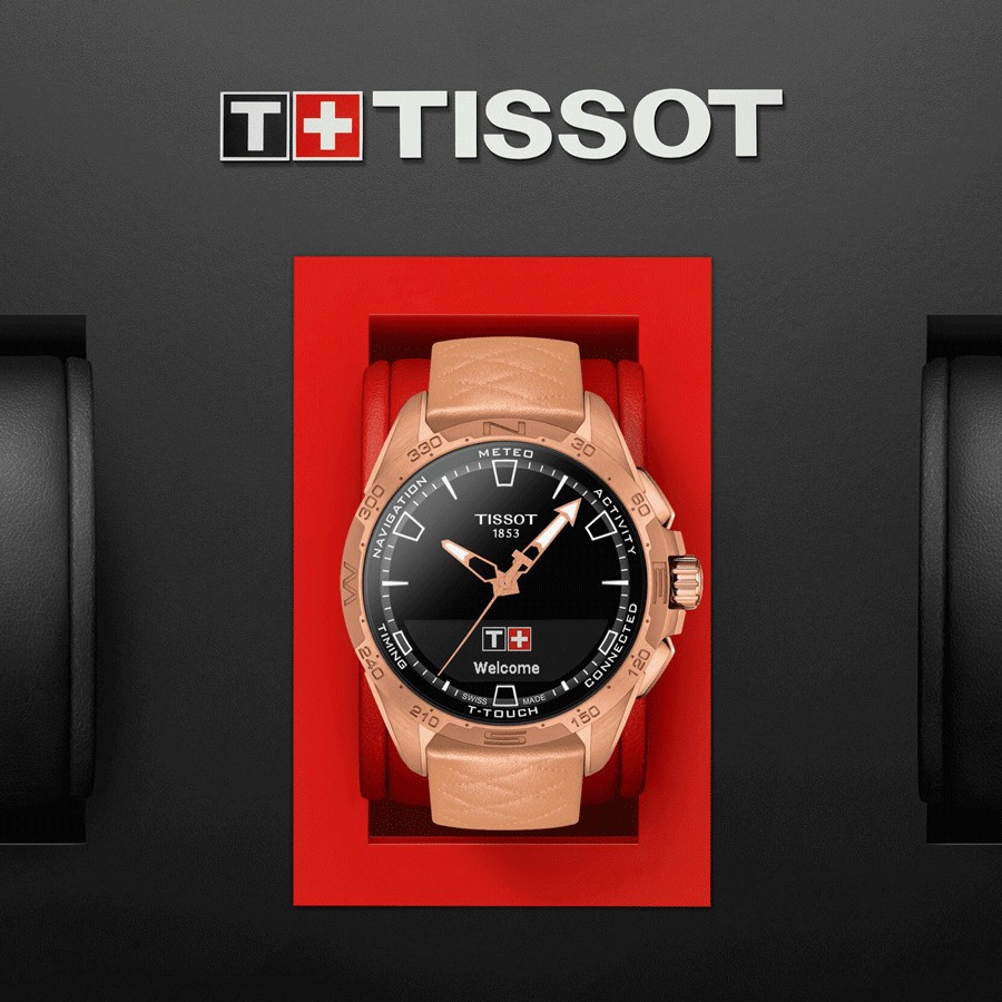 TISSOT T-Touch Connect Solar レッドラバーベルト Tissot T-Touch Connect Solar Red Rubber Titanium Watch, 47.5mm