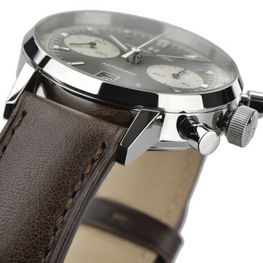 Hamilton Intra-Matic automatic chronograph watch green dial brown leather strap 40 mm