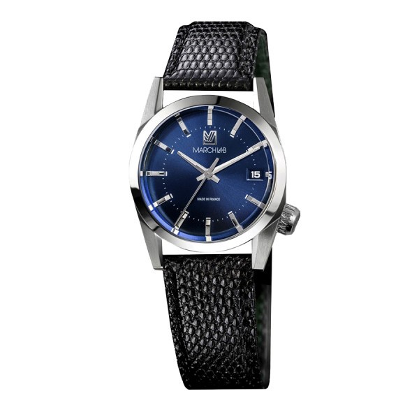 Montre March LA.B AM69 Ocean quartz bracelet cuir noir 36 mm AM69EOCL6