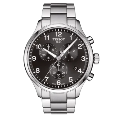 Montre Tissot Chrono XL Classic quartz cadran noir bracelet acier 45 mm T116.617.11.057.01