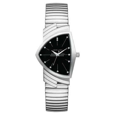 Montre Hamilton Ventura Large cadran noir bracelet acier flex - SOLDAT PL