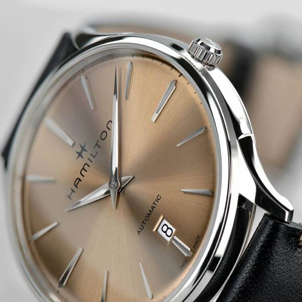 Montre Hamilton Jazzmaster Thinline cadran bronze bracelet cuir noir 40 mm - SITE4