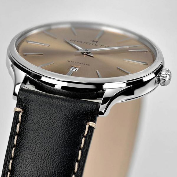 Montre Hamilton Jazzmaster Thinline cadran bronze bracelet cuir noir 40 mm - SITE3