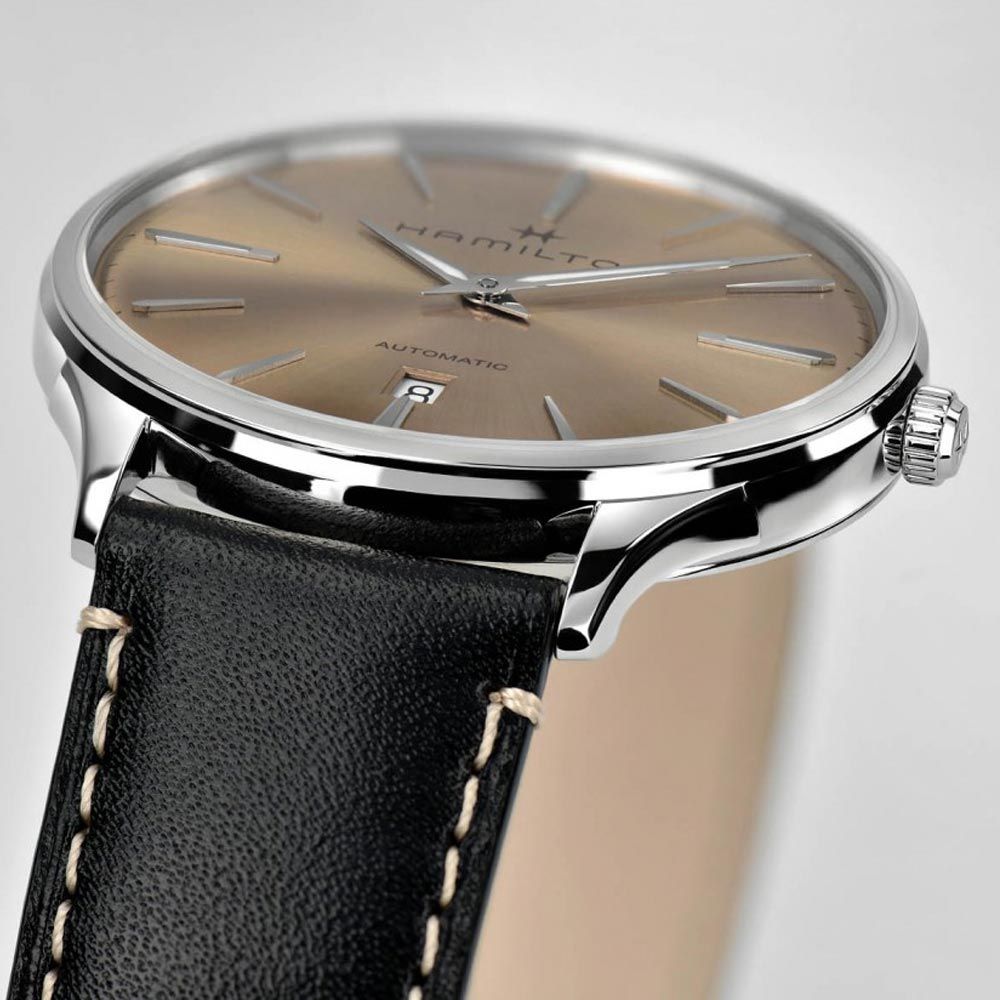 Montre Hamilton Jazzmaster Thinline cadran bronze bracelet cuir noir 40 mm - SITE3