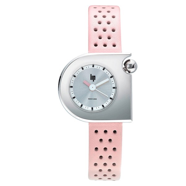 Lip Mach 2000 Mini quartz watch silver dial light pink leather strap 30 x 28 mm