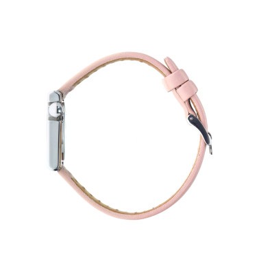 Montre Lip Mach 2000 Mini Square quartz cadran argenté bracelet cuir rose clair 30 x 28 mm 671182