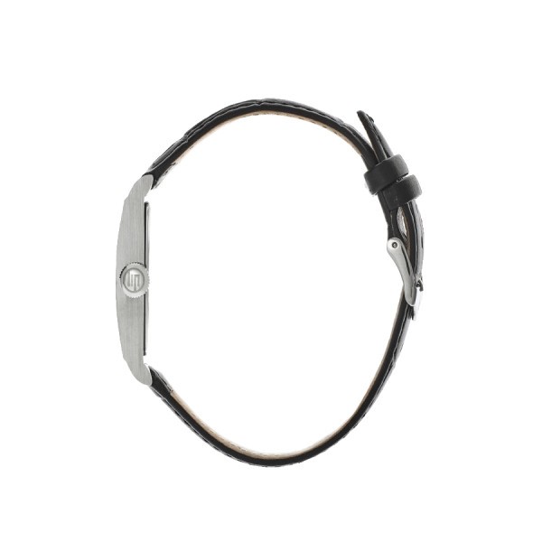 Montre Lip Churchill T24 Petite Seconde quartz cadran argenté bracelet cuir noir 42 x 24 mm 671270