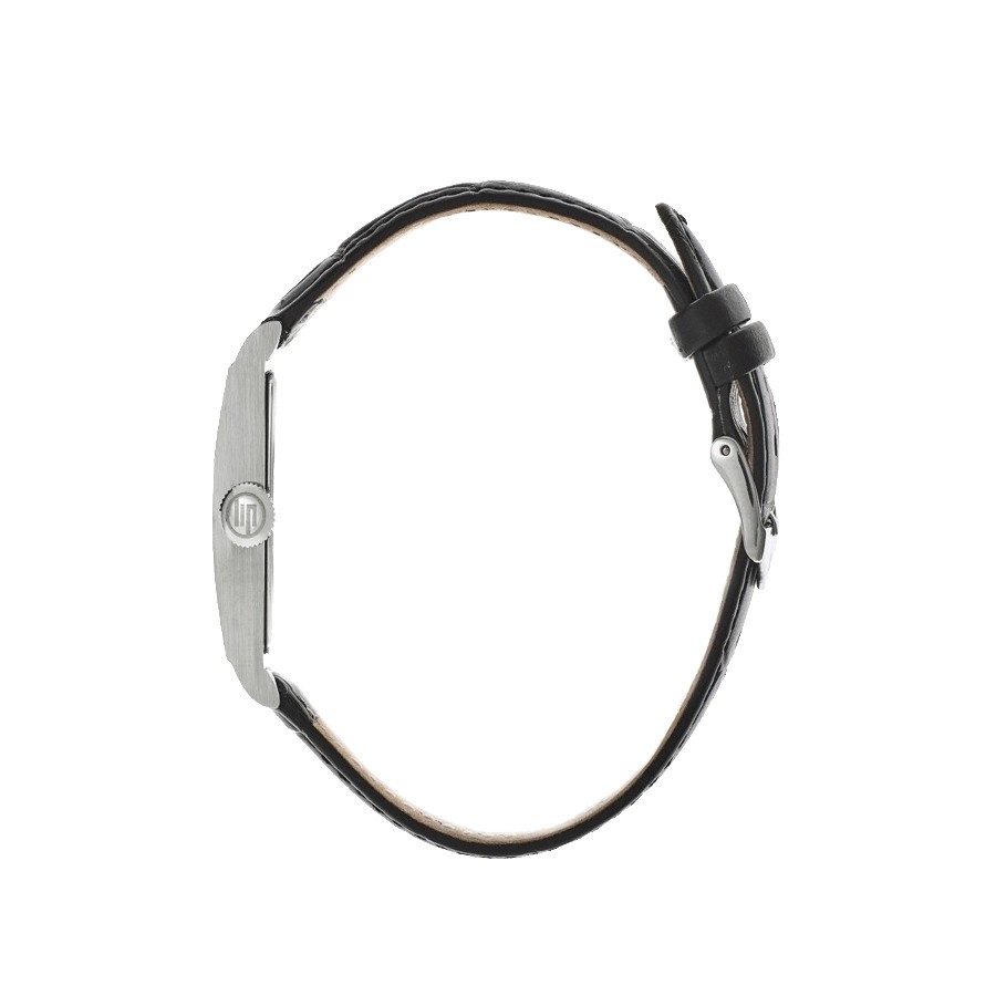 Montre Lip Churchill T24 Petite Seconde quartz cadran argenté bracelet cuir noir 42 x 24 mm 671270