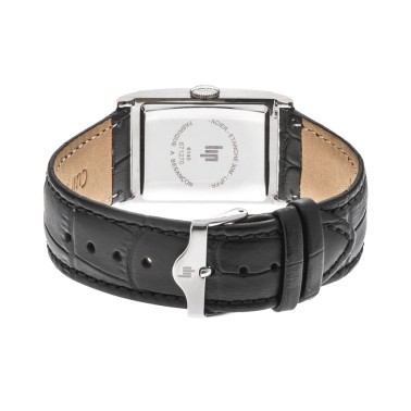 Montre Lip Churchill T24 Petite Seconde quartz cadran argenté bracelet cuir noir 42 x 24 mm 671270