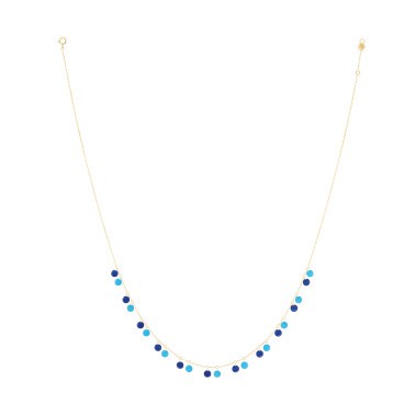 Collier La Brune et La Blonde Polka en or jaune, lapis lazuli et turquoise CL0123YGLT
