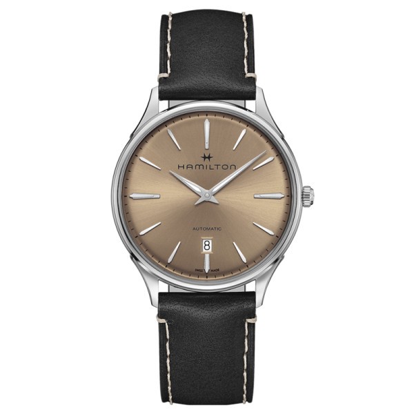 Montre Hamilton Jazzmaster Thinline cadran bronze bracelet cuir noir 40 mm