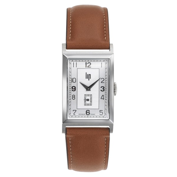 Lip Churchill T24 Small Seconds quartz watch silver dial brown leather strap 42 x 24 mm