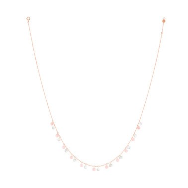 Collier La Brune et La Blonde Polka en or rose, nacre et opale rose
