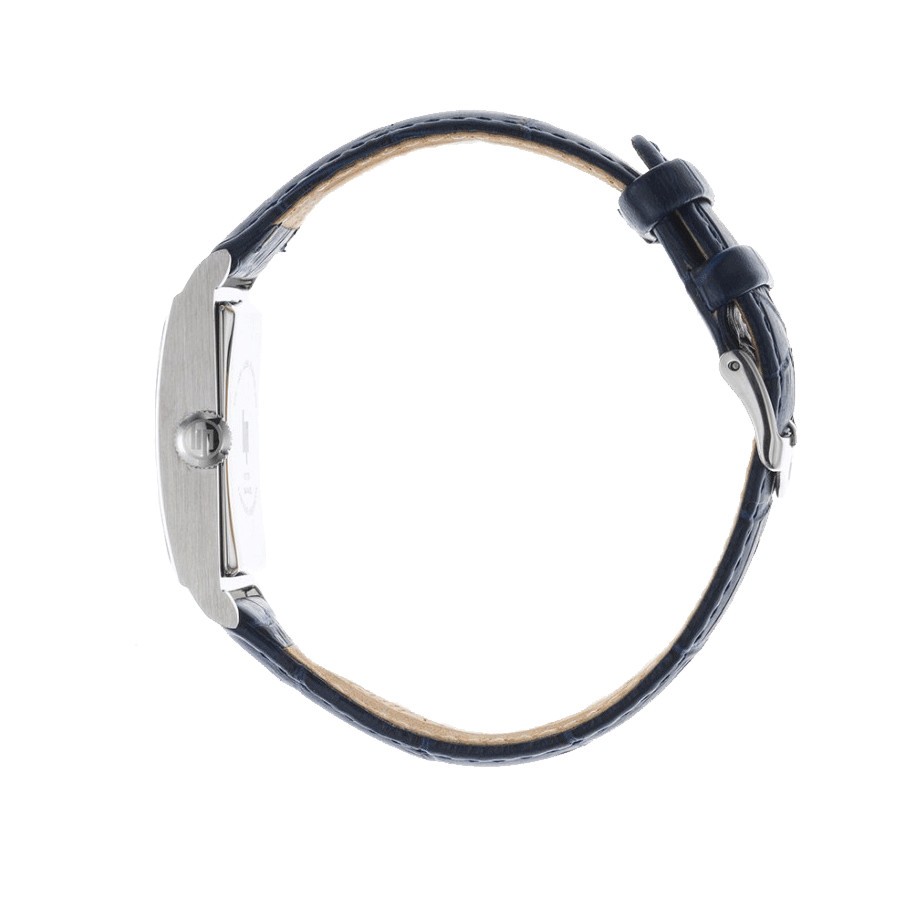 Montre Lip Churchill T24 Petite Seconde quartz cadran argenté bracelet cuir bleu 42 x 24 mm 671279