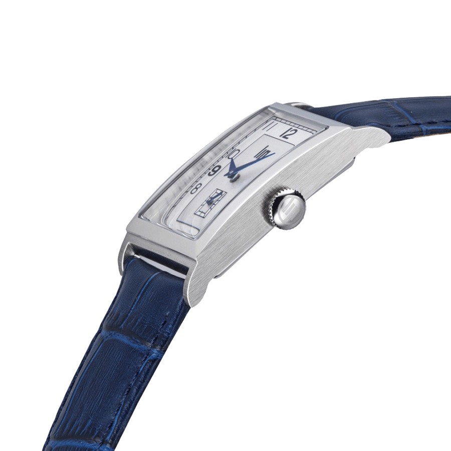 Montre Lip Churchill T24 Petite Seconde quartz cadran argenté bracelet cuir bleu 42 x 24 mm 671279