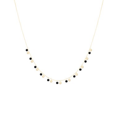 Collier La Brune et La Blonde Polka en or jaune, pyrite et onyx CL0122YGPO